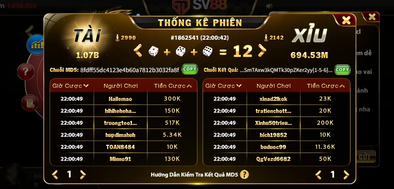 tính năng trong Tài xỉu app SV88