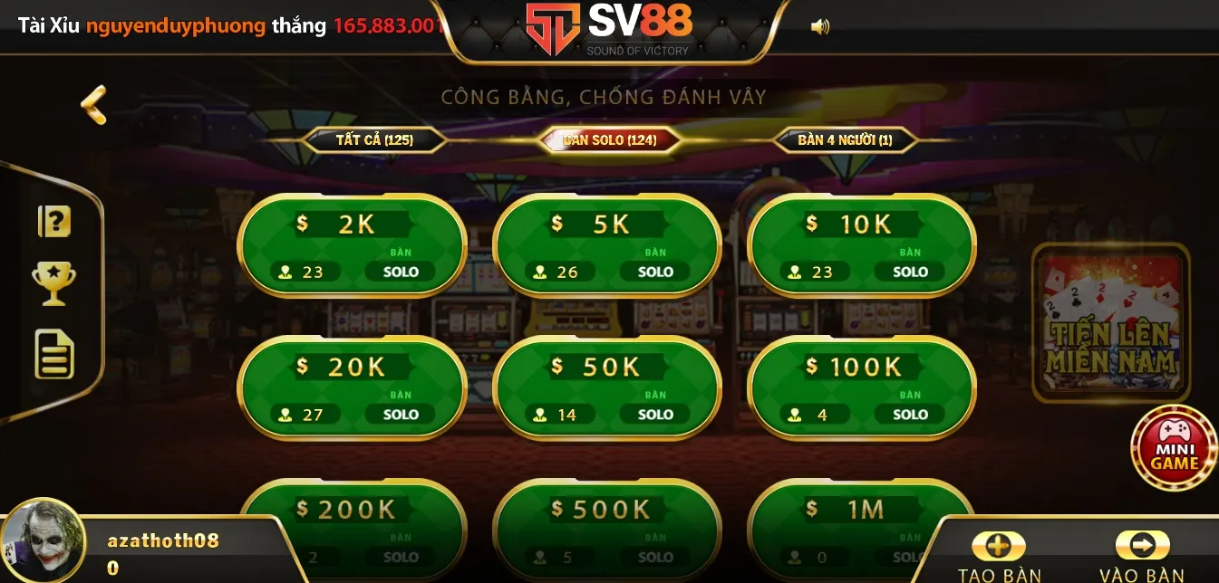 Tiến lên miền nam từ app SV88 