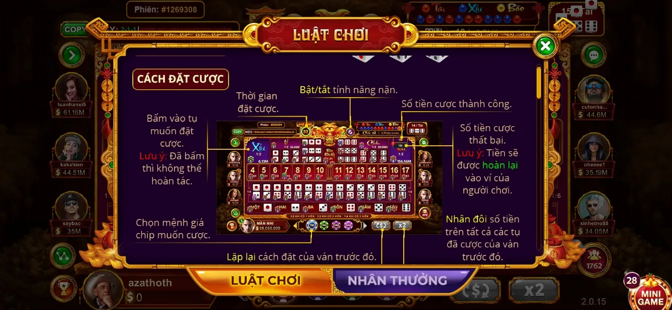 trò chơi Sicbo tài phú SV88