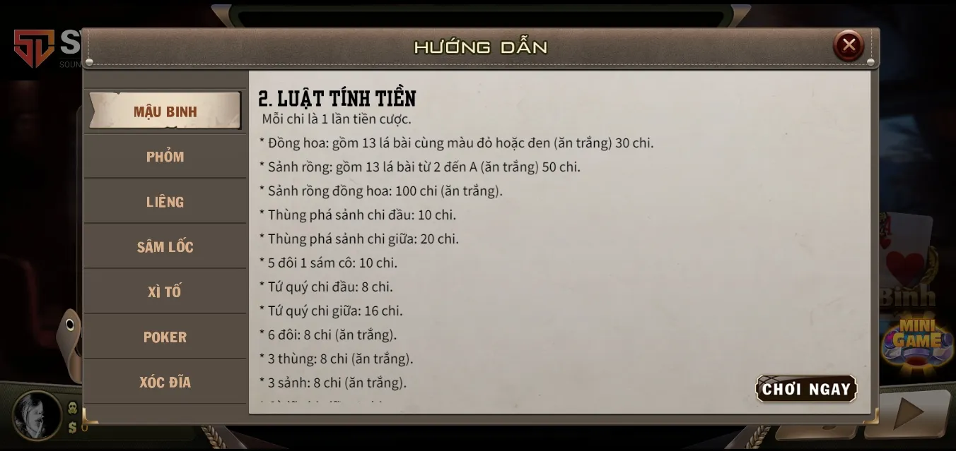 ván bài Mậu binh ở SV88 online 