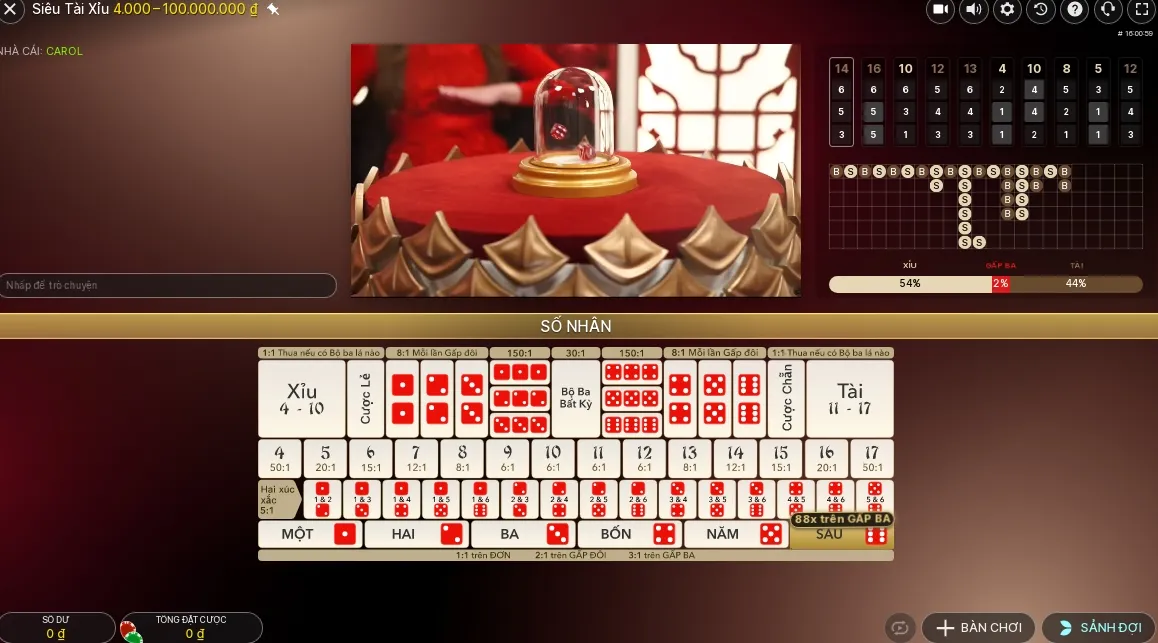Ô cược game casino Sicbo để chọn lựa