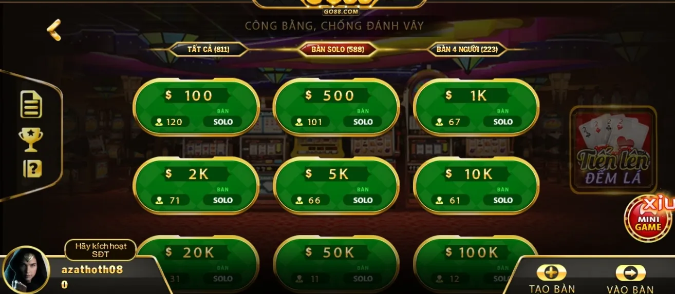 Quy trình tham gia đánh Tiến lên đếm lá 